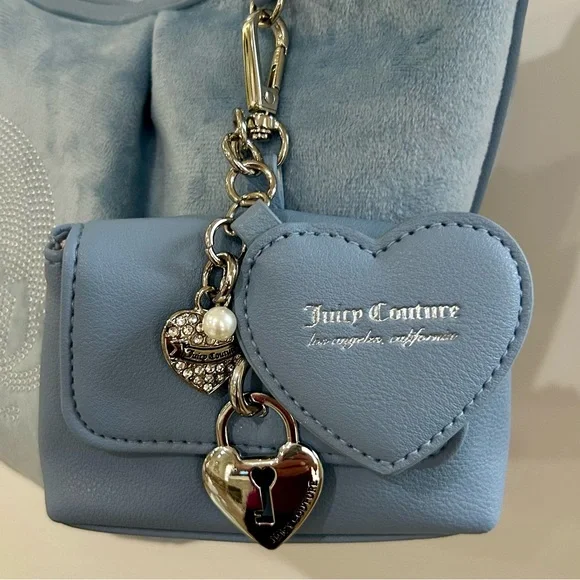 NWT Juicy Couture Queen Couture Hobo Sloucy Shoulder Bag w wallet, bracelet blue - Picture 15 of 17